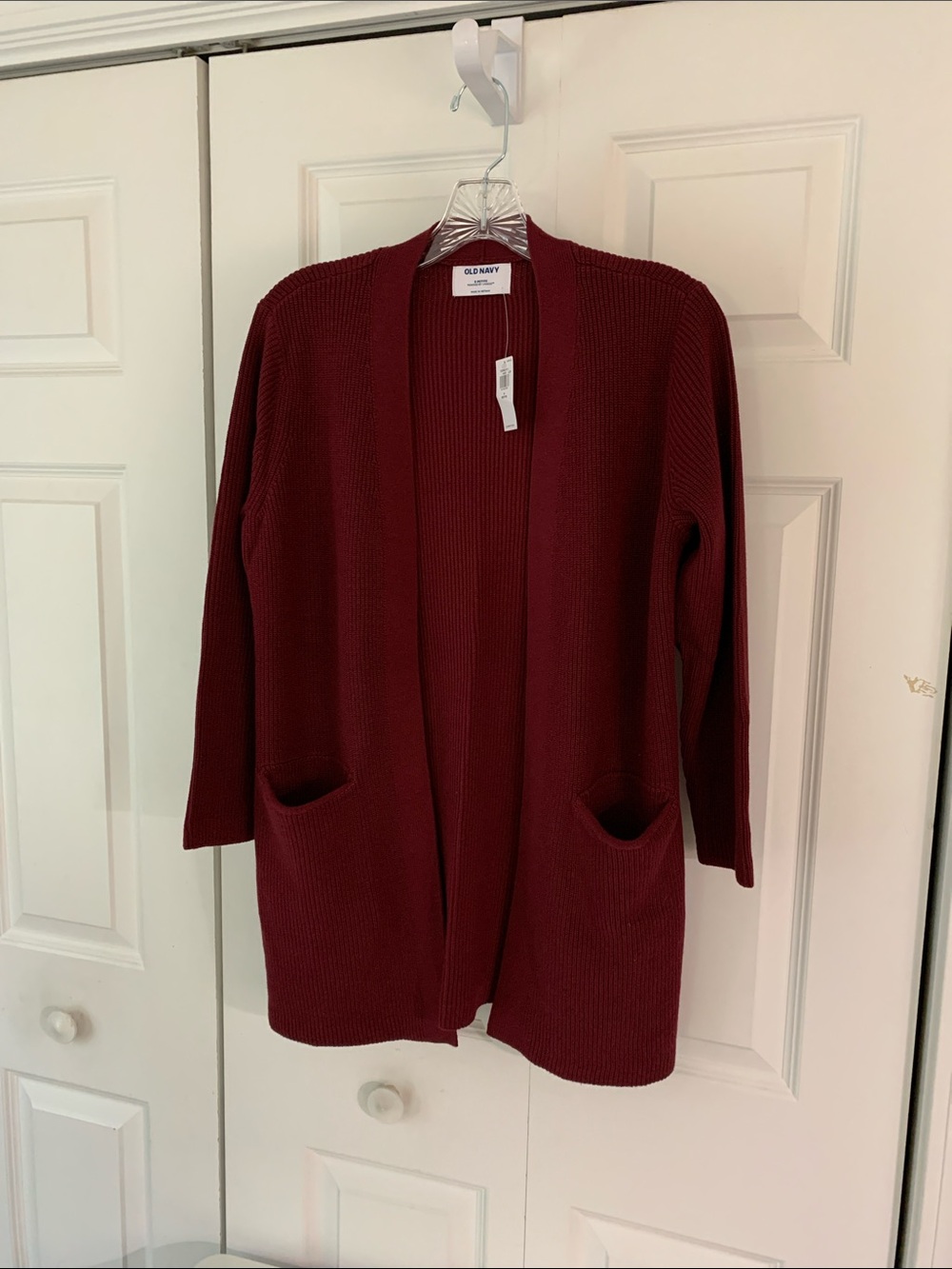 NWT Old Navy Women's SP Deep Red Open-Front Cardigan with Pockets